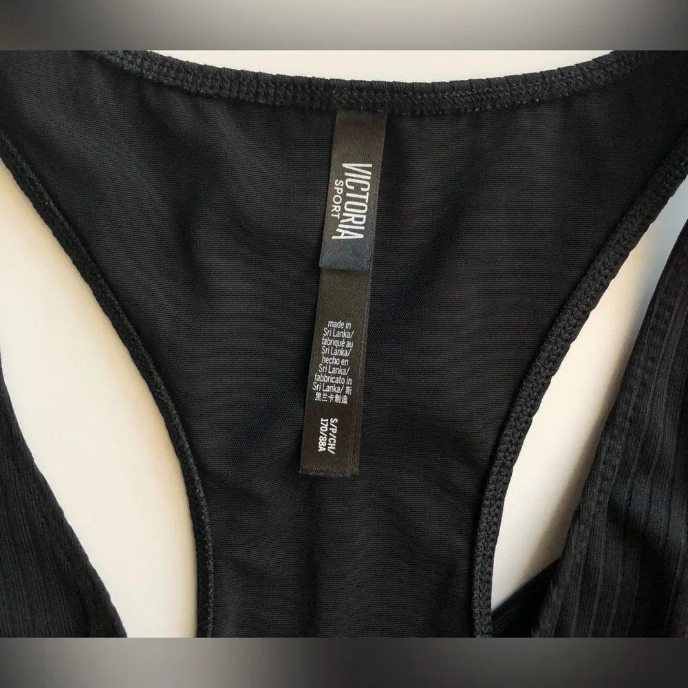 Victoria Secret Sport Dress Women’s S Black Open Mid Section Tank Tie Knot Front - Picture 7 of 11